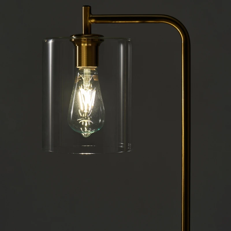 Elizabeth Modern Led Gold Floor Lamp with Glass Shade (66"), Edison Bulb Included