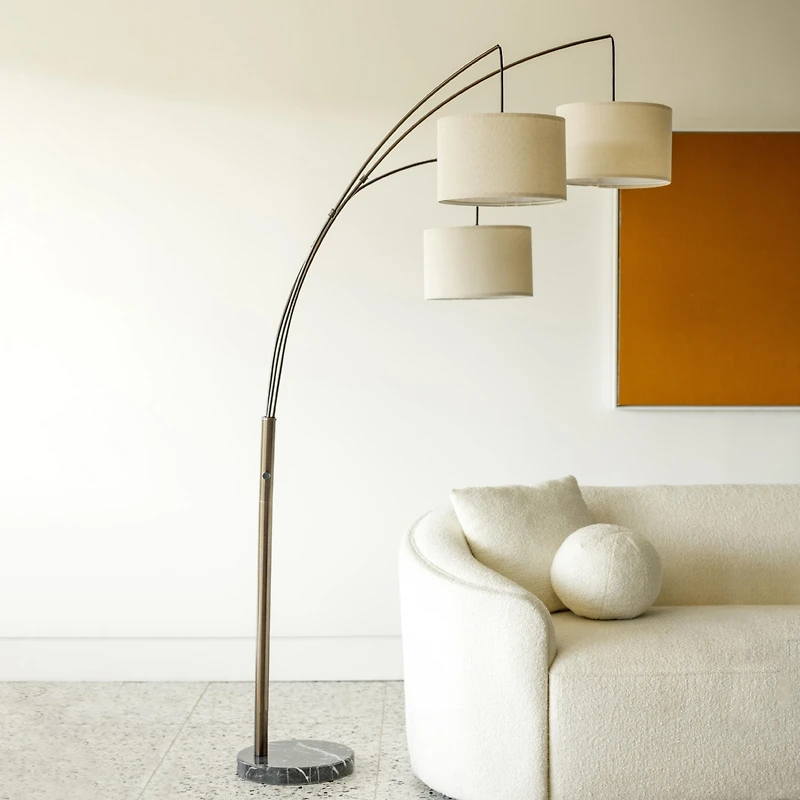 Trilage 84" Led Contemporary Arc Floor Lamp with Marble Base, Bulbs Included