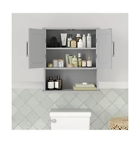 Merrick Lane Vigo Wall Mounted Bathroom Medicine Cabinet With Adjustable Cabinet Shelf, Lower Open Shelf, And Magnetic Closure Doors