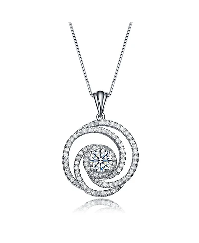Sterling Silver White Gold plated Cubic Zirconia Swirl Knot Necklace
