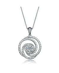 Sterling Silver White Gold plated Cubic Zirconia Swirl Knot Necklace