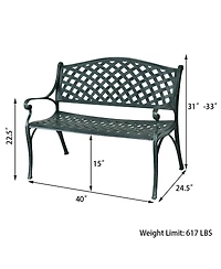 Sugift 40 Inch Outdoor Aluminum Antique Garden Patio Bench