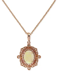 Effy Diamond (1/6 c.t. t.w.) and Opal (5/8 c.t. t.w.) Pendant in 14K Rose Gold