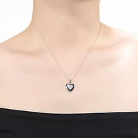 White Gold Plated with Cubic Zirconia French Pave Heart Pendant Necklace