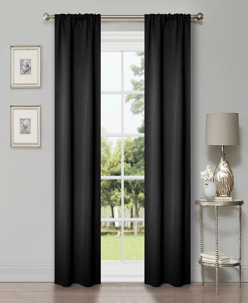 Superior Solid Classic Modern Wrinkle Resistant Room Darkening -Piece Curtain Set with Rod Pocket