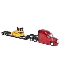 Diecast Masters 1/87 Peterbilt UltraLoft Tandem Tractor with Lowboy Trailer & Caterpillar D5M Dozer