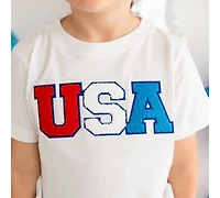 Sweet Wink Little and Big Girls Boys Usa Patch Short Sleeve T-Shirt