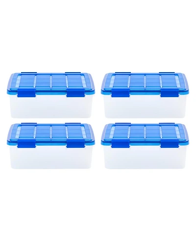 Iris Usa 4Pack 30qt Weatherpro Airtight Plastic Storage Bin with Lid and Seal and Secure Latching Buckles