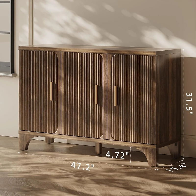 Sugift Modern Farmhouse Tv Stand, 2-Door Tv Cabinet for Tv up to 65"