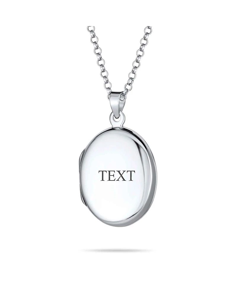 Bling Jewelry Petite Simple Plain Flat Oval Photo Lockets That Hold Pictures Silver Locket Necklace Pendant Large