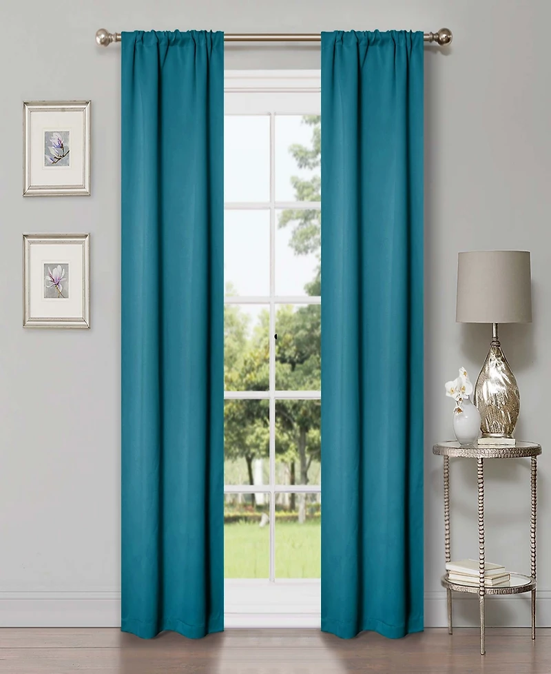 Superior Solid Classic Modern Wrinkle Resistant Room Darkening 2-Piece Curtain Set with Rod Pocket