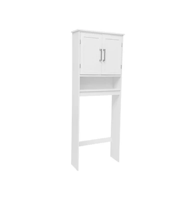 Merrick Lane Vigo Over The Toilet Bathroom Organizer With Shelves And Magnetic Closure Doors