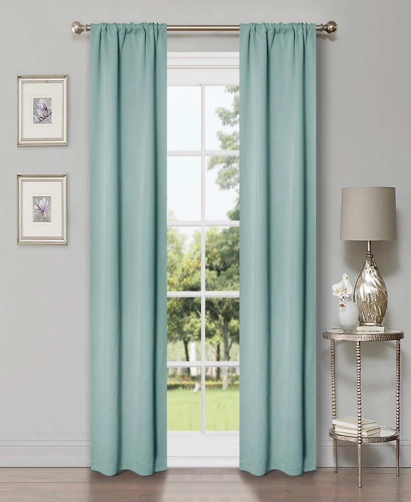 Superior Solid Classic Modern Wrinkle Resistant Room Darkening 2-Piece Curtain Set with Rod Pocket