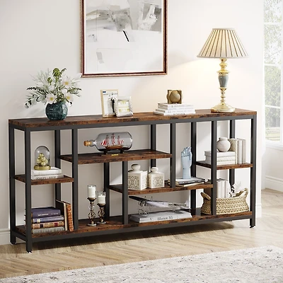 Tribesigns Console Sofa Table, 70.9 inch Extra Long Table Behind Couch with Storage Shelves, 3-Tier Industrial Narrow Entryway Hallway Accent fo