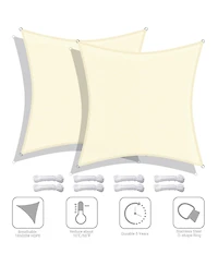 2 Pack 12x12 Ft 97% Uv Block Square Sun Shade Sail Heavy Duty Hdpe Canopy Yard
