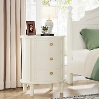 Tribesigns Nightstand with 3 Drawers, Bed Side Table for Bedroom, Fully Assembled, Oval Farmhouse Night Stand with Storage, Wooden Side End Table