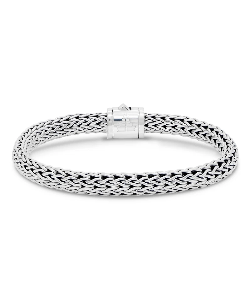 Devata Swiss Blue Topaz & Dragon Bone Oval 7mm Chain Bracelet in Sterling Silver