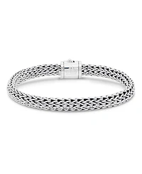 Devata Swiss Blue Topaz & Dragon Bone Oval 7mm Chain Bracelet in Sterling Silver