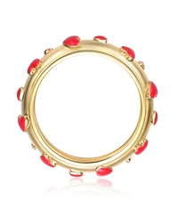 GiGiGirl Kids/Teens 14k Yellow Gold Plated Red Enamel Heart Stacking Band