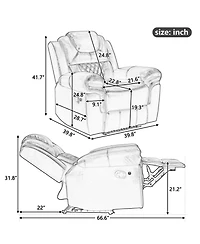 Streamdale Manual Recliner Chair with Led Lights for Home Theater