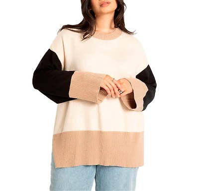 Eloquii Plus Size Colorblocked Relaxed Sweater