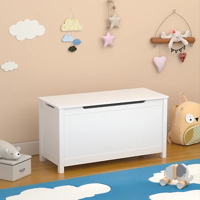 Streamdale Kids Wooden Toy Box Storage With Safety Hinged Lid For Ages 3