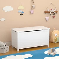 Streamdale Kids Wooden Toy Box Storage With Safety Hinged Lid For Ages 3