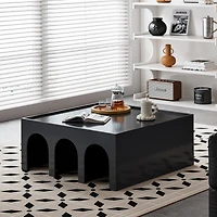 Streamdale Furniture 4-Tier Black Book Shelf & Coffee Table