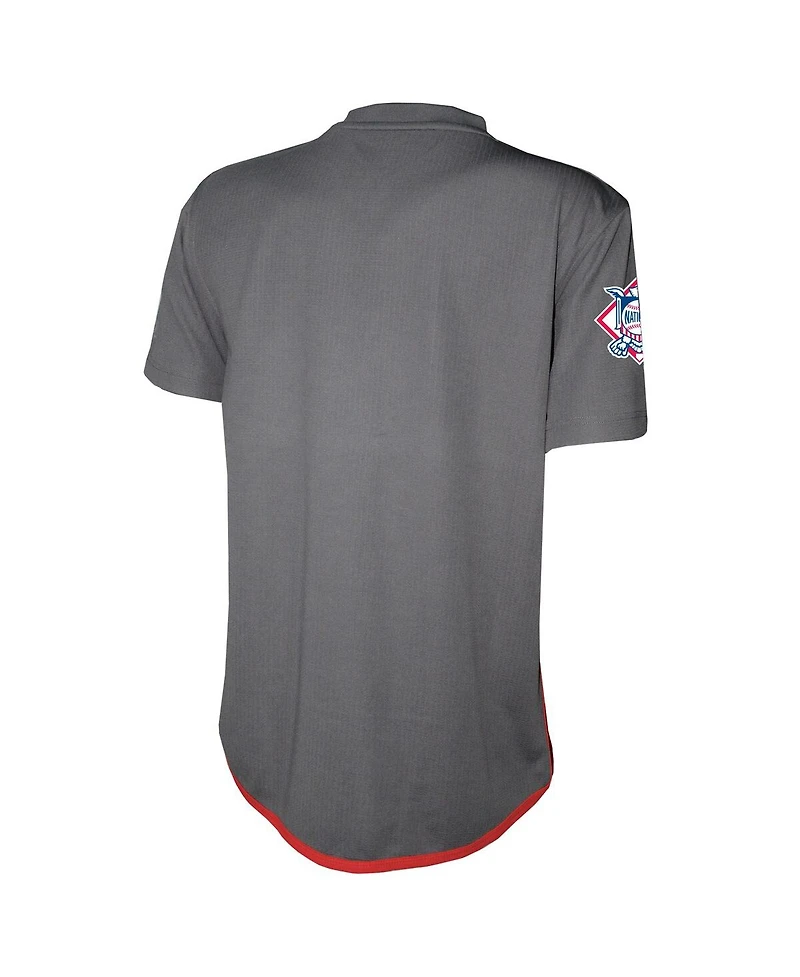 Stitches Men's Charcoal Atlanta Braves Team V-Neck Jersey