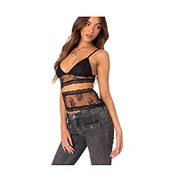 Edikted Women's Spice Cut Out Sheer Lace Tank Top