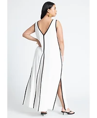 Eloquii Women's V Neck Gauze Maxi Dress