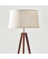 Emma 61" Led Contemporary Tripod Floor Lamp with Wooden Legs