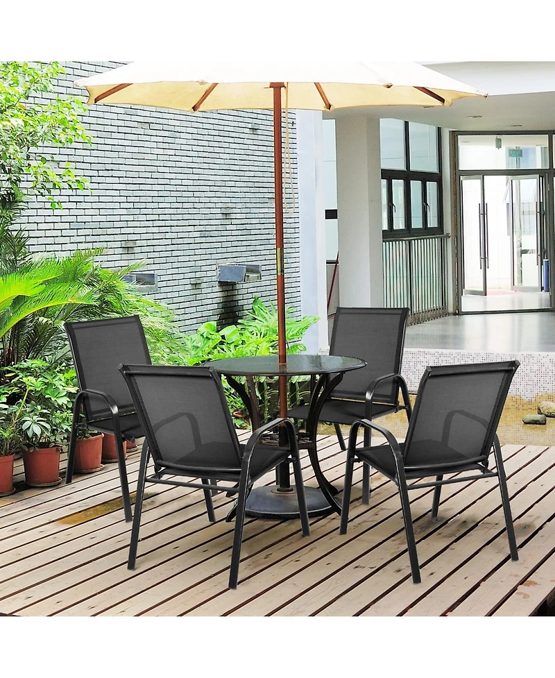 Sugift 2 Pieces Patio Outdoor Dining Chair with Armrest