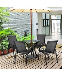 Sugift 2 Pieces Patio Outdoor Dining Chair with Armrest