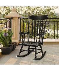 Sugift Rocking Chair with Solid Wooden Frame for Garden and Patio