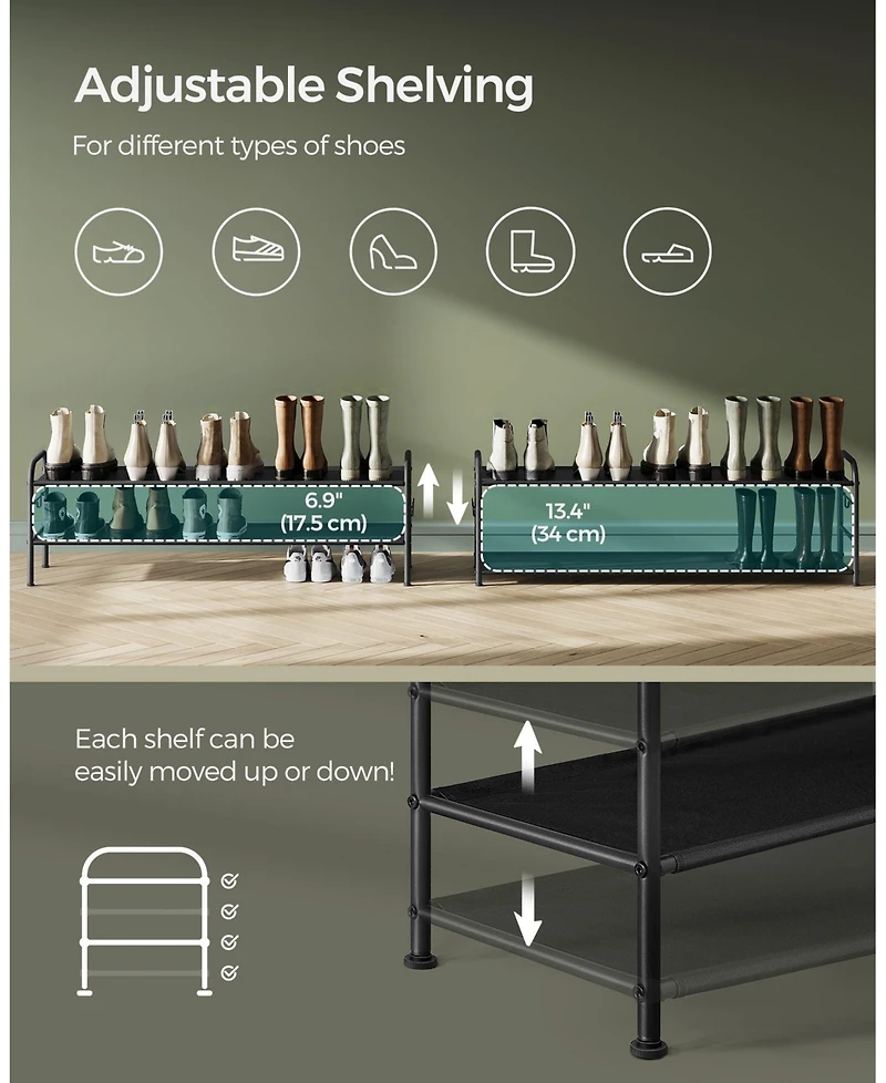 Slickblue Multi Tier Shoe Rack, Organizer, Fabric Shelf