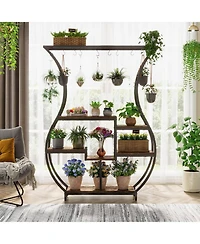Tribesigns 6-Tier Plant Stand, 70.9 Inch Tall Plant Shelf with 10 Hanging Hooks, Vase Shape Ladder Plant Stand, Multi-Purpose Plant Display Rack for I