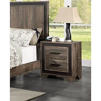 Simplie Fun Oak Finish 1 Piece Nightstand Paper Veneer Bedroom Furniture 2-Drawers Bedside Table