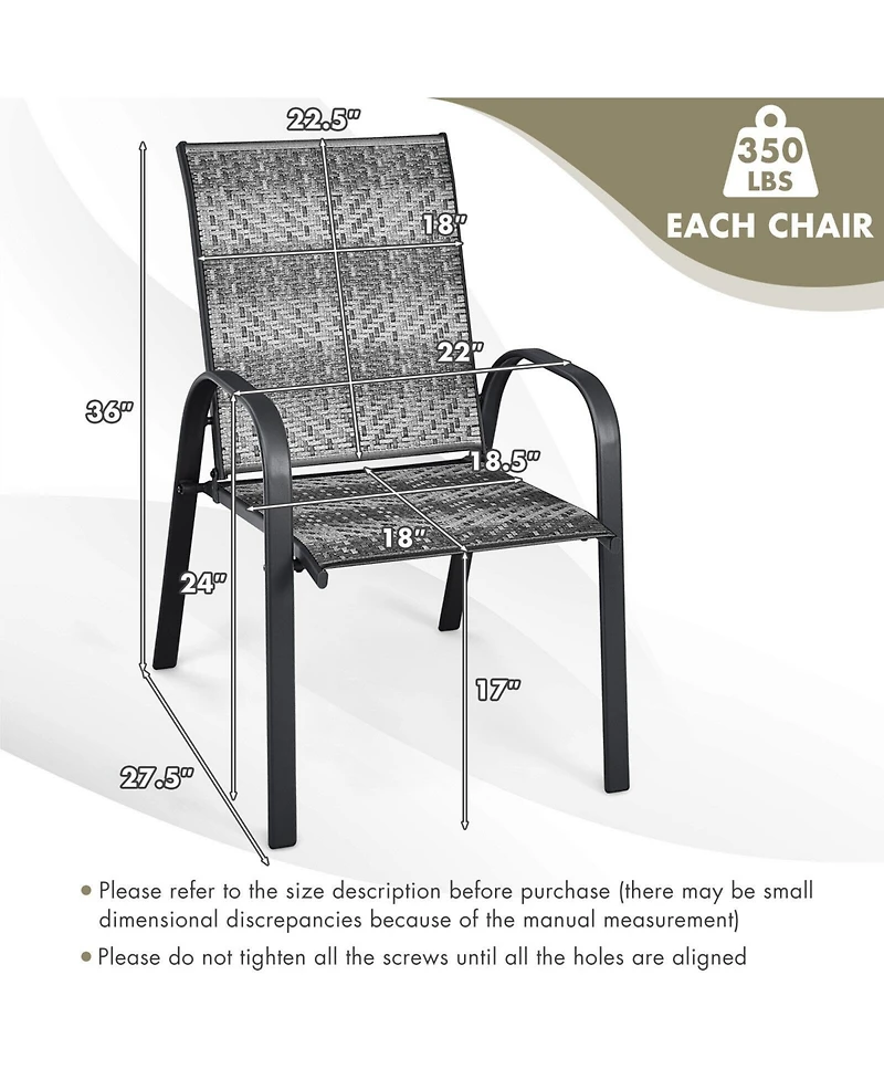 Sugift Set of 6 Outdoor Pe Wicker Stackable Chairs with Sturdy Steel Frame