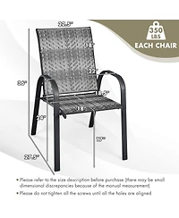 Sugift Set of 6 Outdoor Pe Wicker Stackable Chairs with Sturdy Steel Frame