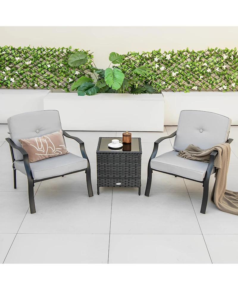 Sugift 2 Piece Patio Metal Chairs with Seat and Back Cushions
