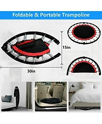 40 Inch Mini Exercise Trampoline Foldable with Adjustable Handle Max Load 440lbs for Adults or Kids