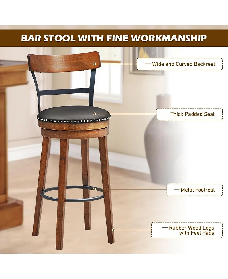 Set of 2 Swivel Counter Height Bar Stools