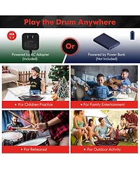 Sugift Red Electronic Drum Set with 2 Build-in Stereo Speakers for Kids