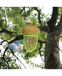 Sugift Metal Acorn Wild Bird Feeder Outdoor Hanging Food Dispenser for Garden Yard