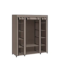 Slickblue Wardrobe, Closet, Portable Clothes Storage Organizer with Hanging Rail, Shelves, Fabric Cover