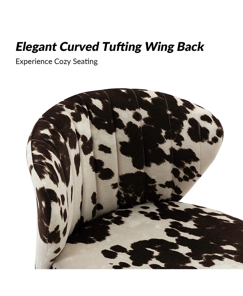 Dunten Contemporary Upholstery Accent Chair with Cowhide Pattern and Tufted Back
