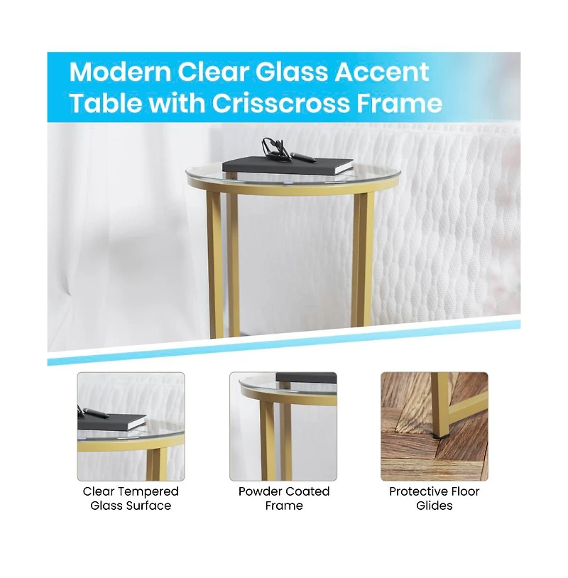 Fairdale End Table With Round Cross Brace Frame