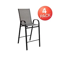 Emma+Oliver 4 Pack Outdoor Barstools With Flex Comfort Material-Patio Stool