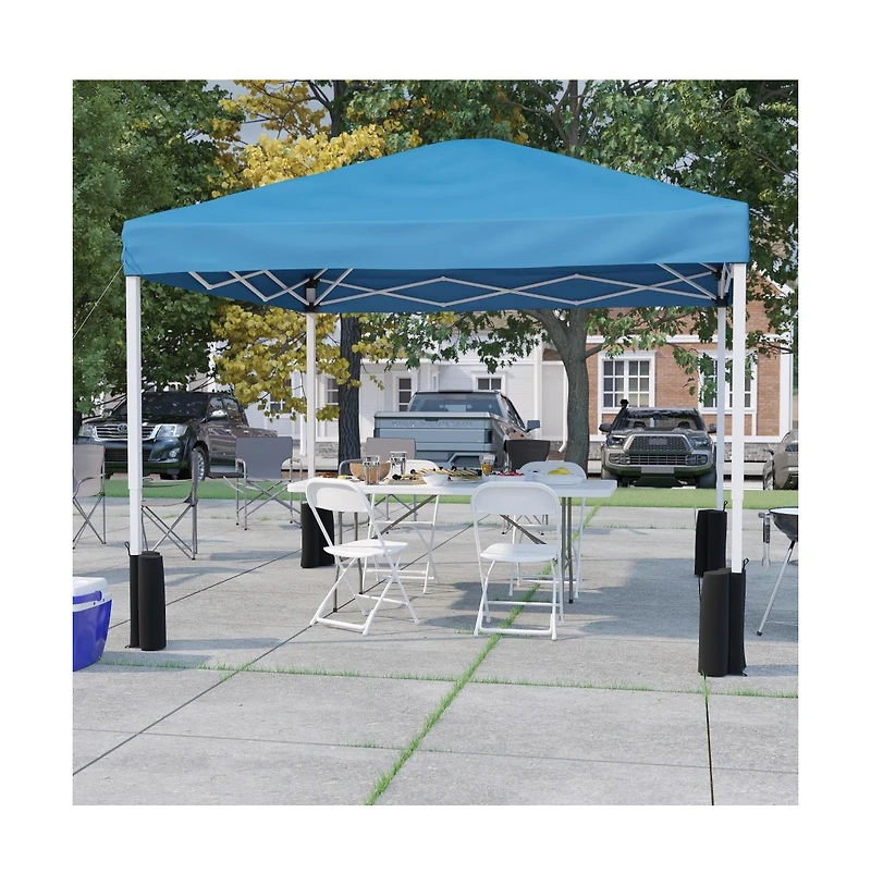 Outdoor Event/Tailgate Set With Pop Up Event Canopy Wheeled Case, Bi-Fold Table And 4 Folding Chairs